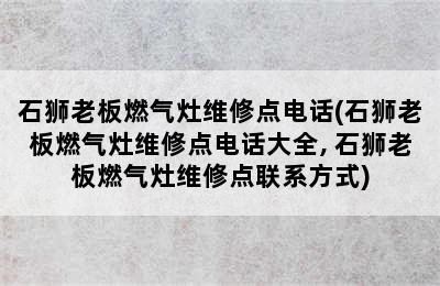 石狮老板燃气灶维修点电话(石狮老板燃气灶维修点电话大全, 石狮老板燃气灶维修点联系方式)